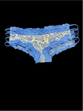 Women's Native Intimates Blue and White Lace Panties M